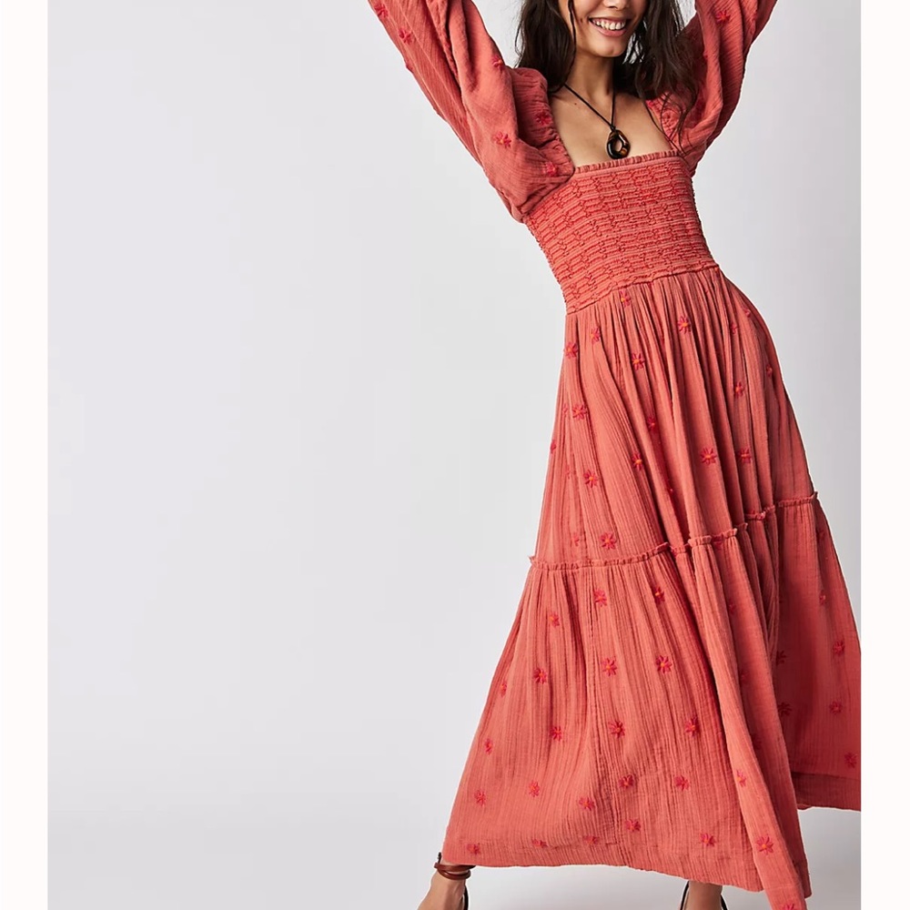 Free People Dahlia Embroidered Maxi Dress